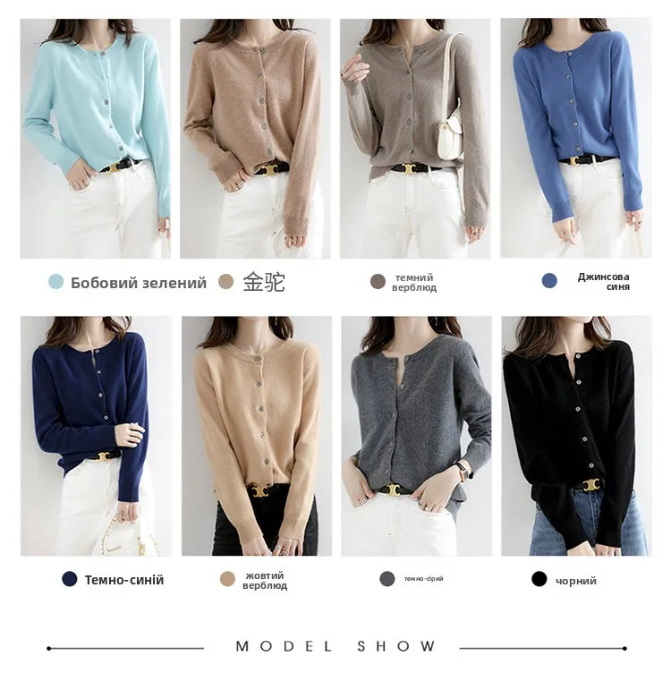 Off-Season Knitted Open Cardigan – Women’s Loose Round Neck Outerwear | Large Size Sweater for Spring & Autumn