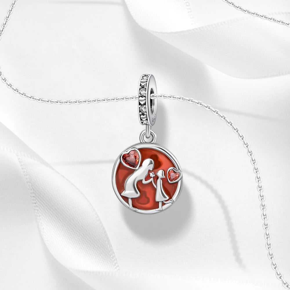 2025 New 925 Sterling Silver Family Love Heart Charm Beads | Sister, Daughter & Mother Pendant for Bracelets & DIY Jewelry