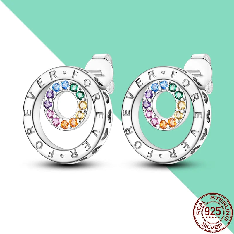 925 Sterling Silver Double Hoop Earrings for Women | Pave CZ Dangle Fashion Jewelry Gift for Engagement & Anniversary