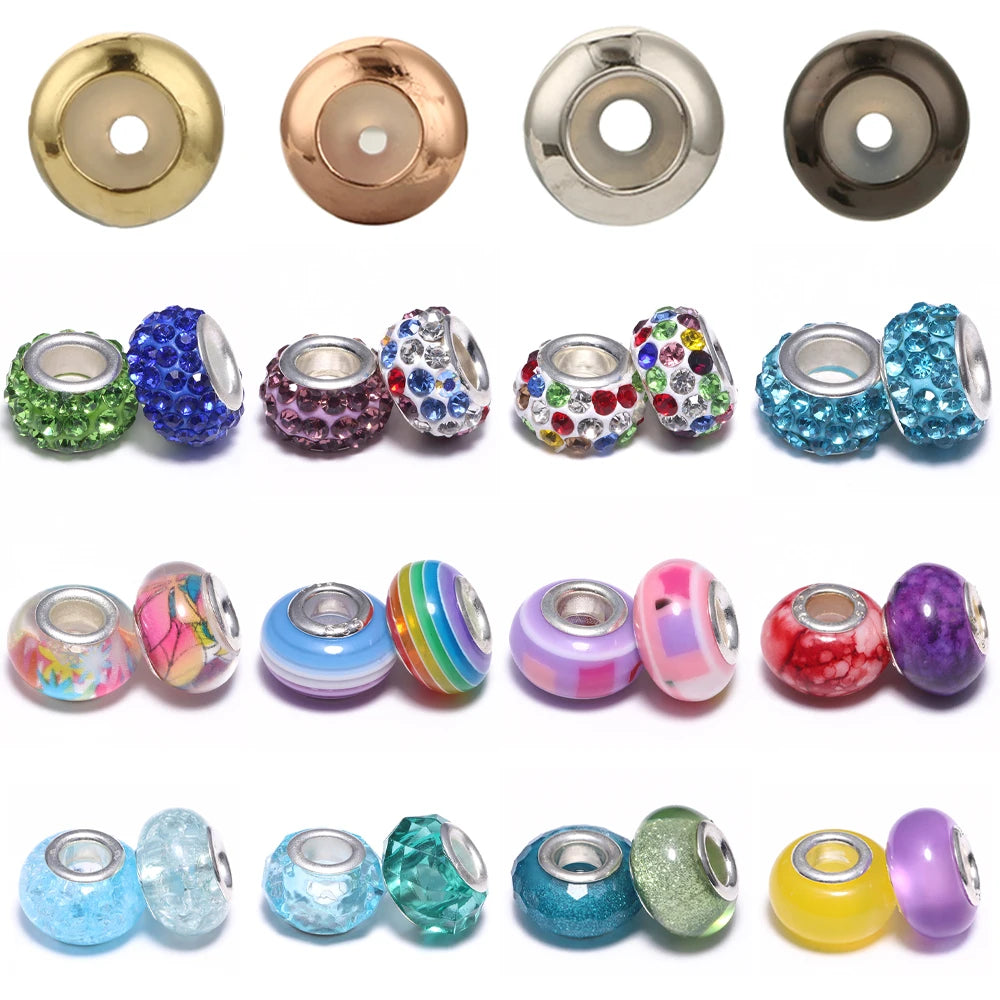 Silicone Spacer Stopper Clip Beads | Murano Crystal Charms | Fit Original Pandora Bracelet & Necklace | DIY Jewelry Making