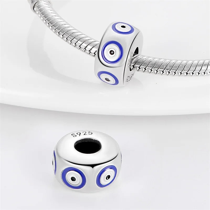 925 Sterling Silver Round Colored Zircon Spacer Beads – Fits Pandora Original Bracelets DIY Exquisite Party Jewelry