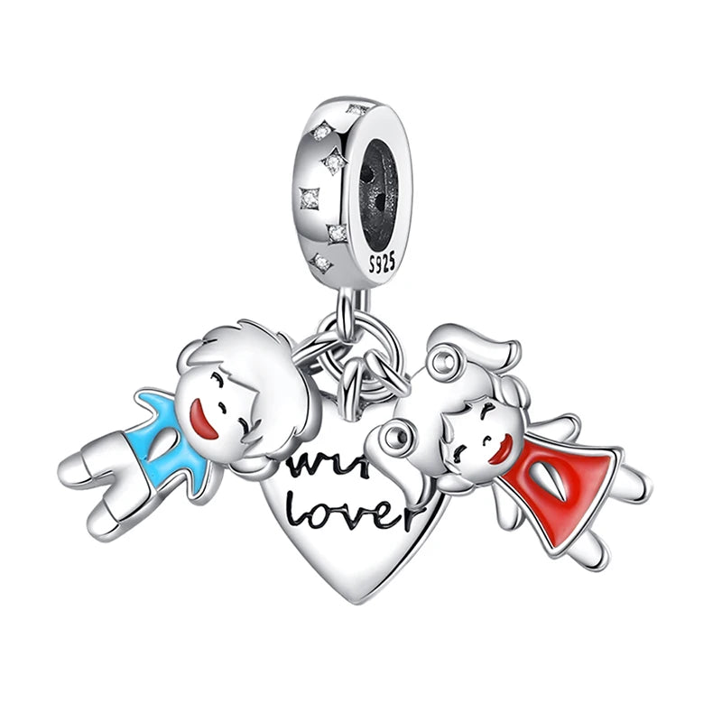 925 Sterling Silver Sweetheart Sister Charm | Fit Original Pandora & 3mm Bracelets DIY Jewelry Gift for Women
