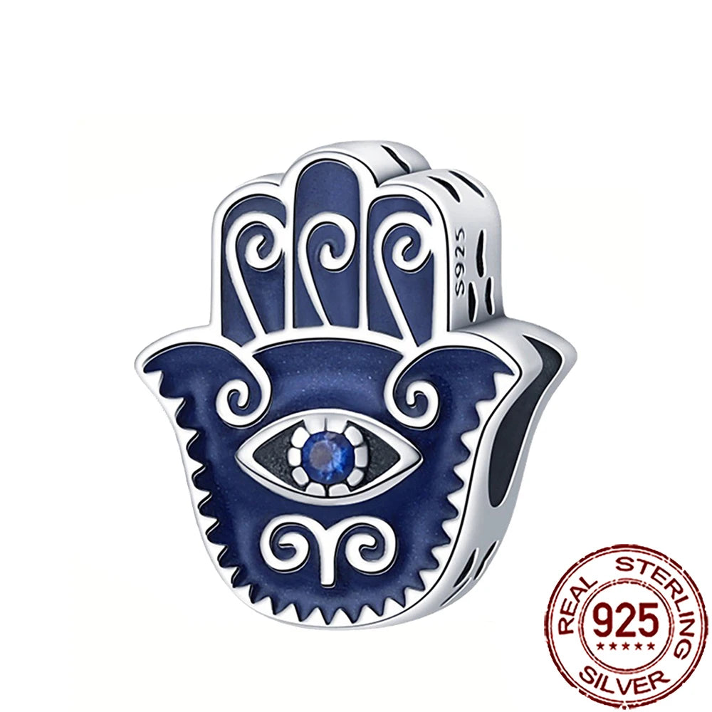 2025 New 925 Sterling Silver All-Seeing Eye Hamsa Hand Charm | Fits Pandora Bracelet & Women’s DIY Jewelry