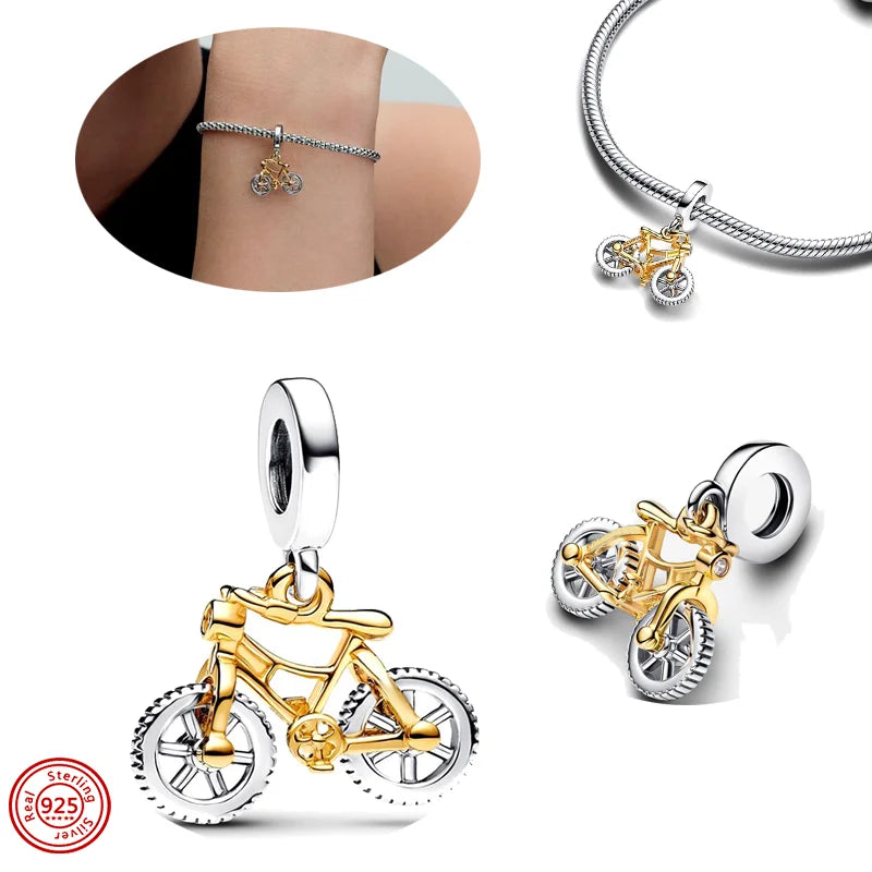 New 925 Sterling Silver Black & White Zircon Bee Butterfly Charms | Fit Original Bracelet Pendant DIY Women Jewelry Gift