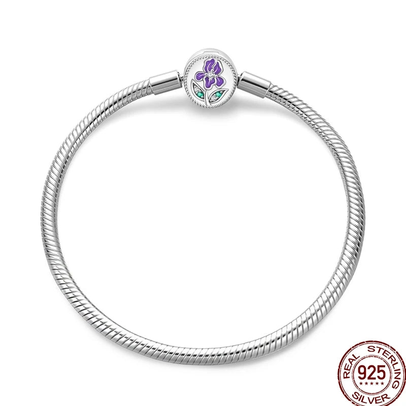 925 Sterling Silver Heart Moon Sun Clasp Charm Bracelet | 17–20CM Original Bracelet for Women | Fits Pandora DIY Beads Jewelry