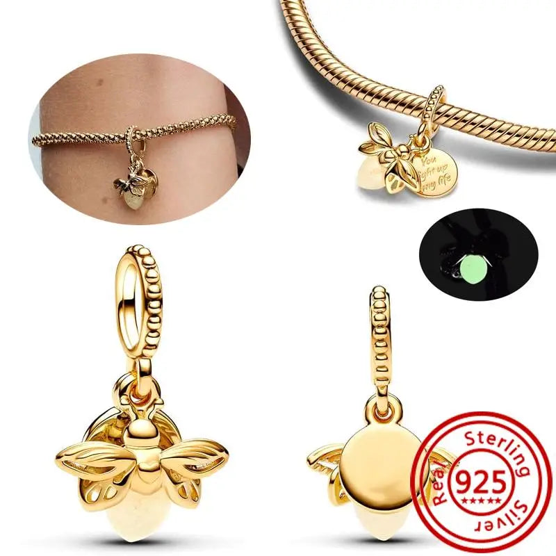 New 925 Sterling Silver Forever Always Love Murano Glass Beads | Sparkling Lucky Charms for Original Pantaro Bracelets DIY Jewelry