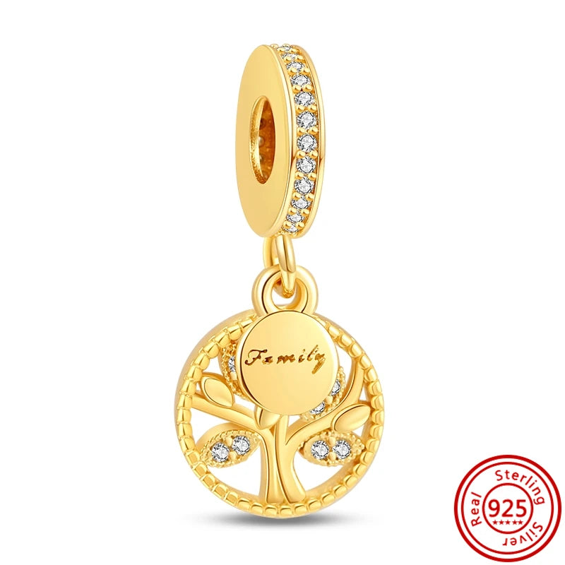 New Plated Gold Sparkling Charm Palace Museum Chicken Cactus Bee Bead | Fit Original 925 Silver Bracelet DIY Jewelry Gift