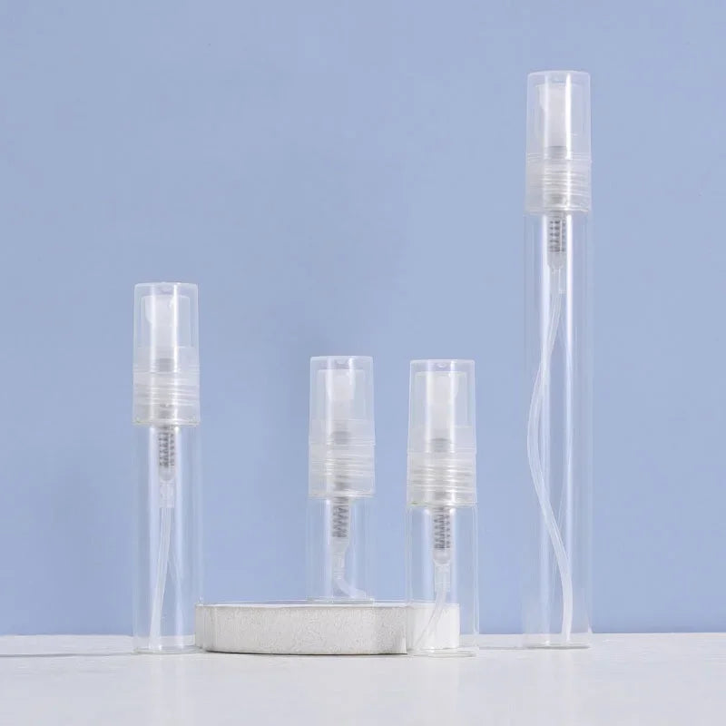 5/10PCS Mini Glass Perfume Bottles – 3ML / 5ML / 10ML Travel Toner & Cosmetic Dispenser | Tea-Colored Graduated Bottles