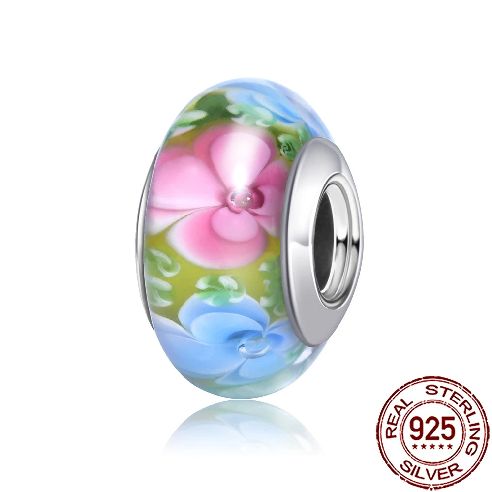 2025 New 925 Sterling Silver Colorful Murano Glass Beads | Fit Original Pandora Bracelet & Necklace DIY Jewelry