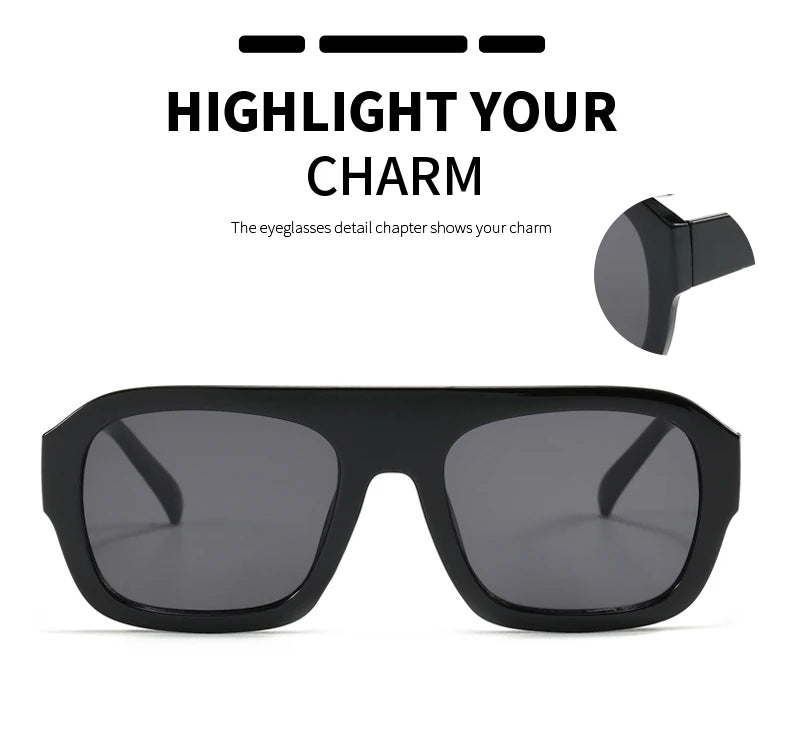 Classic Rectangular Large Frame Sunglasses – Women Fashion New Retro Sun Glasses | INS Eyeglasses Men Unisex