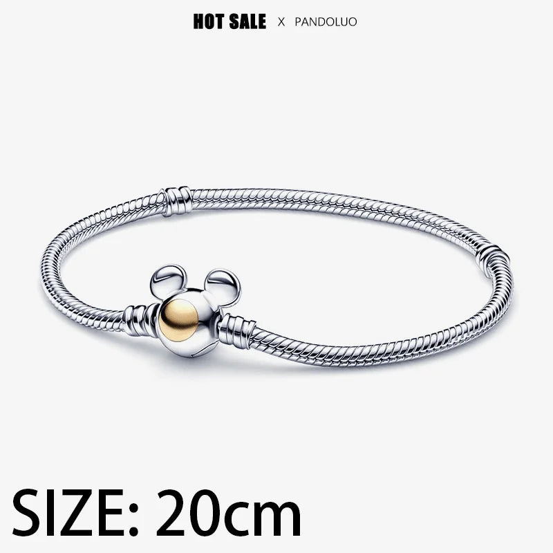 Disney 925 Sterling Silver Mickey, Winnie & Stitch Charm – DIY Pendant Beads for Original Bracelets