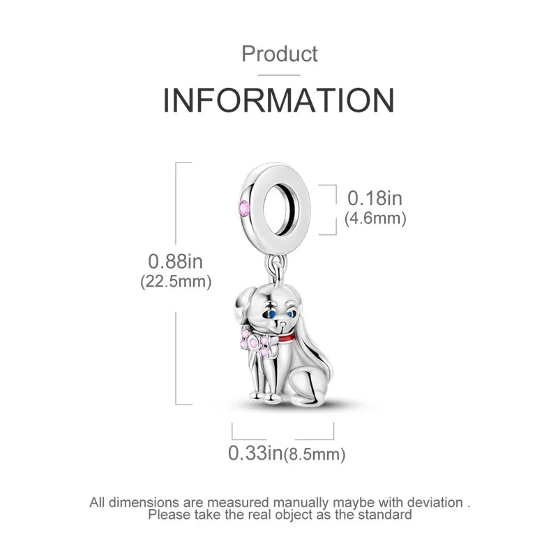 Cute Pet Kitten Puppy Sheep Charms | Fit 925 Original Pandora Bracelets | Colorful Zircon Beads DIY Jewelry Gift