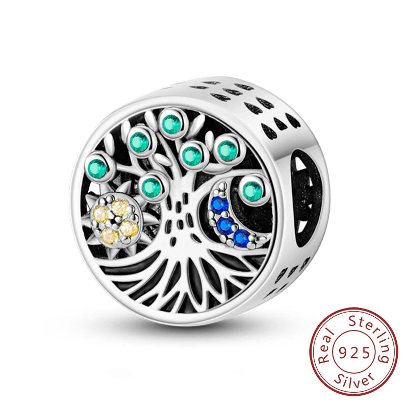 New 925 Sterling Silver Four-Leaf Clover Green Charm Bead | Lucky Pendant for Original Bracelet Jewelry Gift