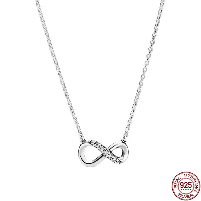 925 Sterling Silver Dazzling Round Bow Heart Necklace | Simple Elegant Charm Jewelry Gift for Women
