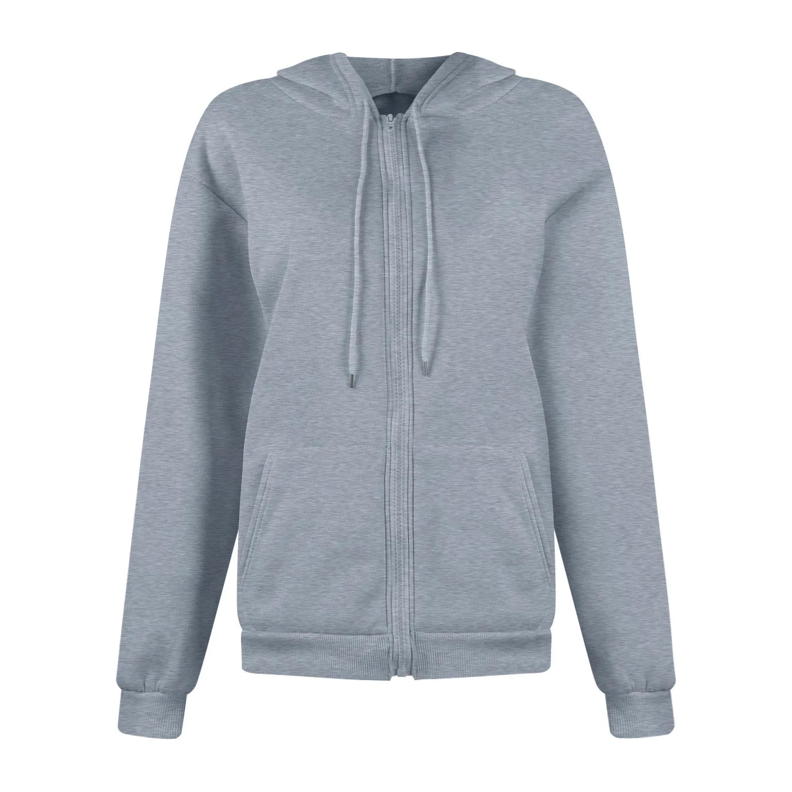 Autumn & Spring Women’s Zip Up Hoodie | Korean Style Casual Drawstring Sweatshirt Cardigan