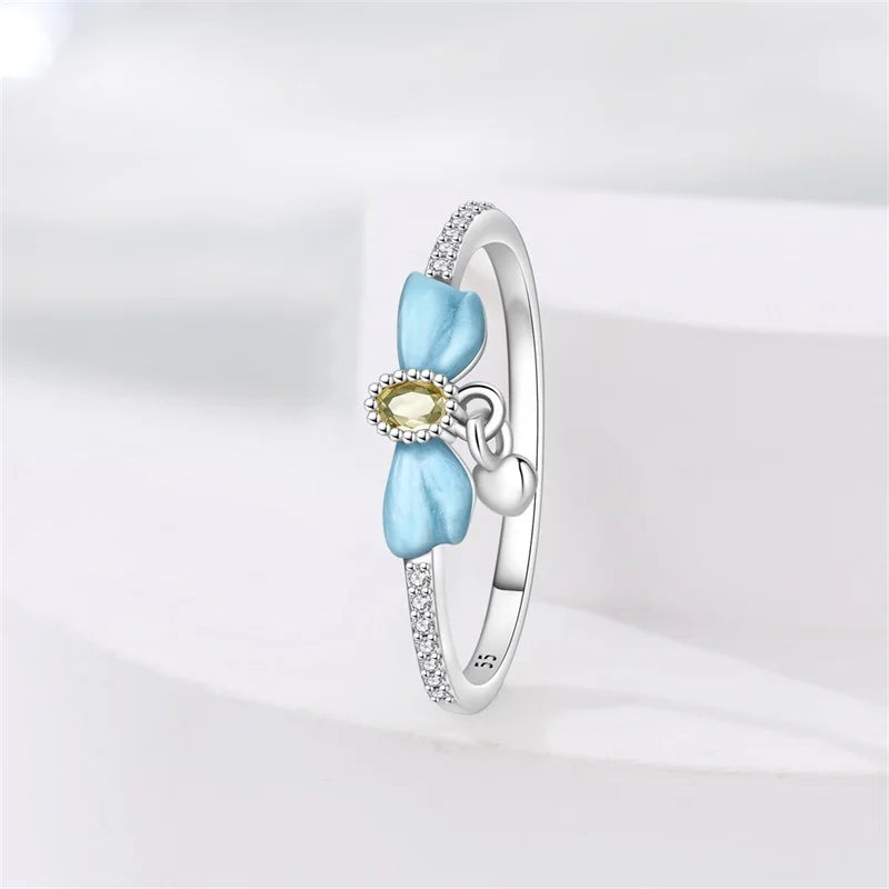 925 Sterling Silver Rings Collection | Bow, Heart, Sun, Moon & Star Zircon Rings for Women Jewelry Gift
