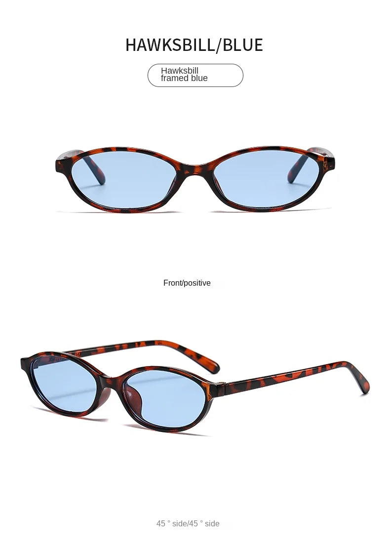 Retro Oval Frame Sunglasses – Fashion Personalized Trendy Small Frame Punk Cat Eye Sunshade Sun Protection Glasses