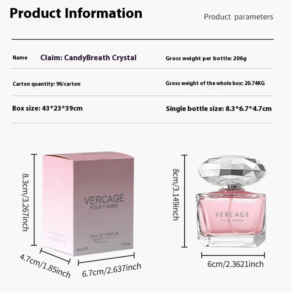 50ML Osmanthus, Peony & Pomegranate Perfume for Women – Crystal Diamond Series | Light, Elegant & Long-Lasting Scent