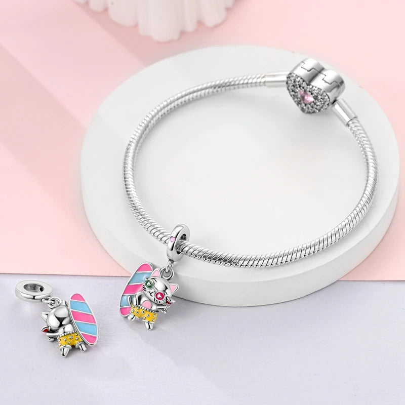 925 Sterling Silver Funny Playable Charms Beads | Smart Watch Tarot Bike Travel Dangle Fit Pandora Bracelet DIY Jewelry