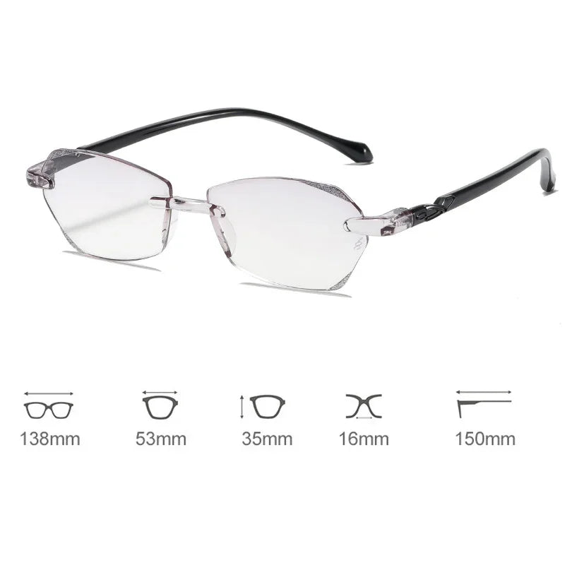 New Diamond Cut High Definition Reading Glasses – Men & Women Far-Sighted Hyperopia Eyewear | Classic Rimless Presbyopia Eyeglasses
