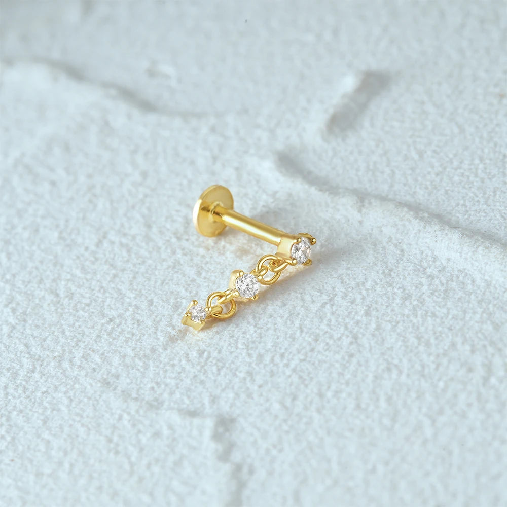 Aide 925 Sterling Silver Geometric Multi Piercing Stud Earrings for Women – K Gold Tassel Elegant Jewelry Gift