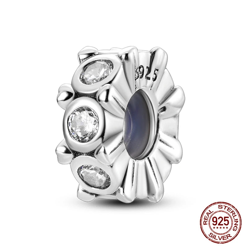 925 Sterling Silver Luminous Butterfly Star Moon Charm Bead | Round Clasp Bead for 3mm DIY Bracelet Jewelry Gift