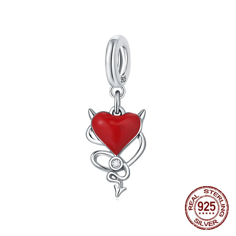 925 Sterling Silver Red Series Charms | Heart, Car & Strawberry Dangle Beads for Original Bracelet DIY Jewelry