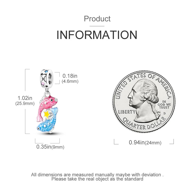 Original 925 Sterling Silver 12 Constellation Luminous Charm | Fits Pandora 3mm Bracelet DIY Jewelry Gift for Women