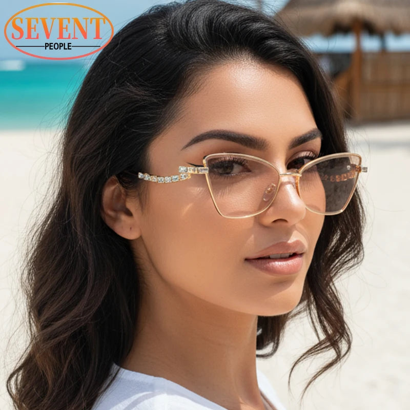 Small Frame Sexy Cat Eye Sunglasses for Women 2025 – Luxury Brand Metal Rhinestone Sun Glasses | UV400 Outdoor Shades
