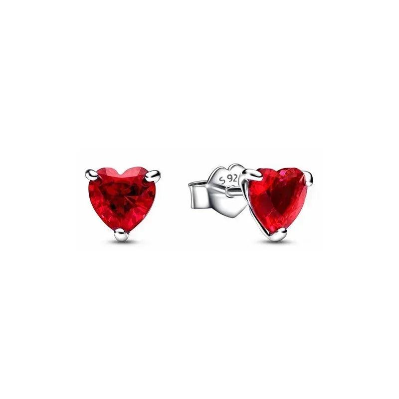 New 925 Sterling Silver Red Heart-Shaped Ring, Necklace & Bracelet | Classic Luxury Charm Jewelry for DIY & Party Gifts