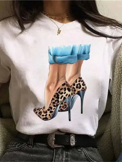 Maycaur Women's Graphic Printed T-Shirt | Korean Harajuku Short Sleeve Top | Fashion Casual Summer Tee