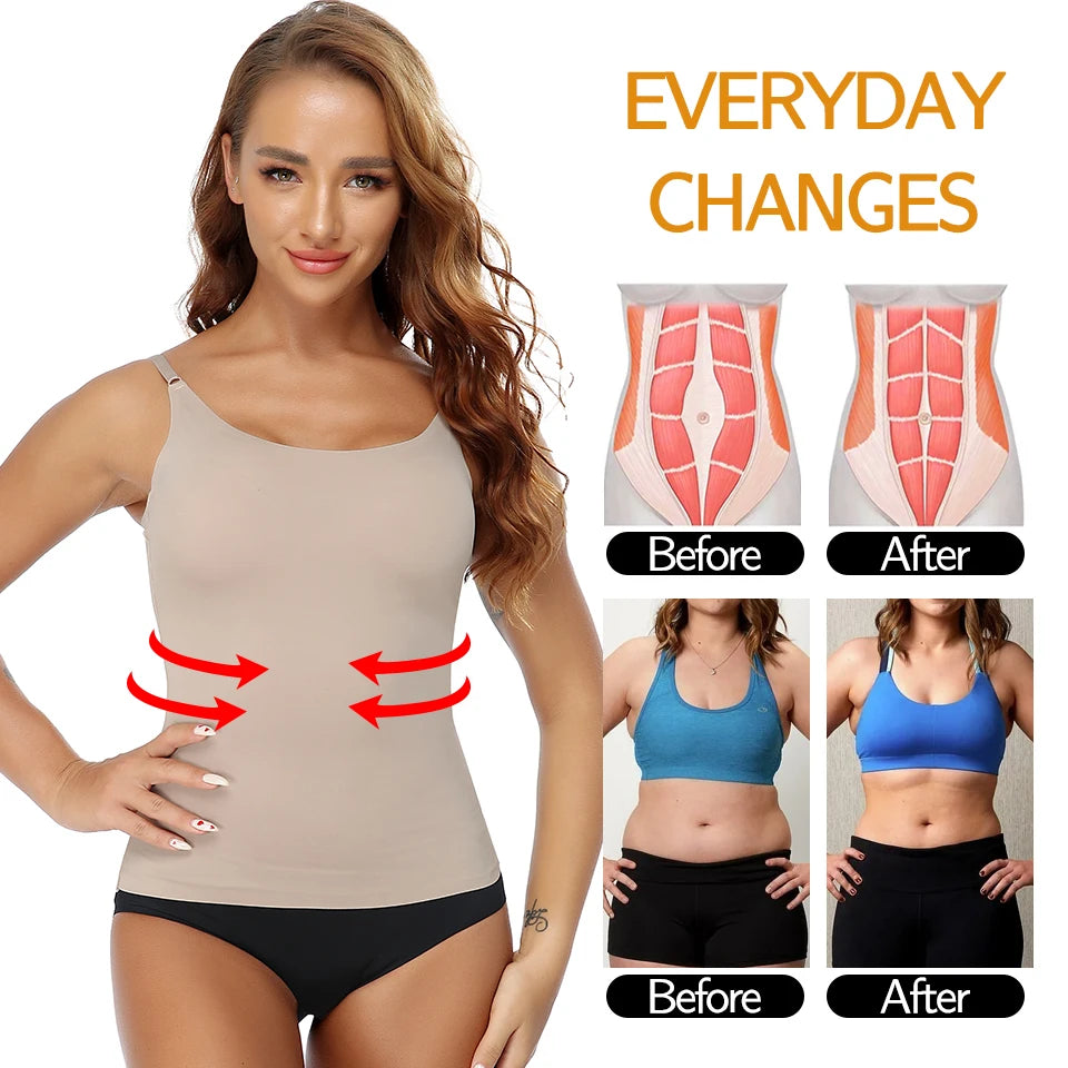 Seamless Shapewear Tank Top Camisole – Women’s Tummy Control Smooth Compression Vest in Nude & Black