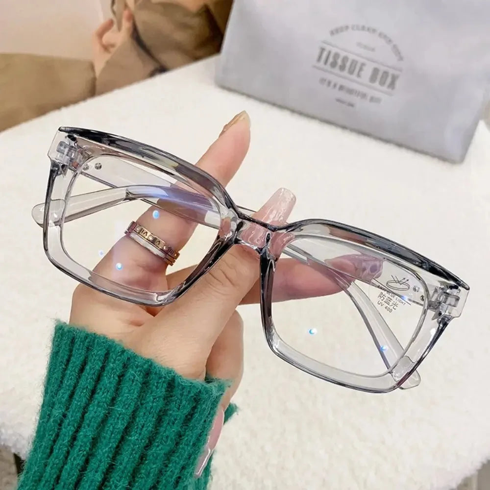 Fashion Anti Blue Light Glasses for Women – Trendy Rice Nail Square Frame Fake Eyeglasses | Flat Light Computer Glasses