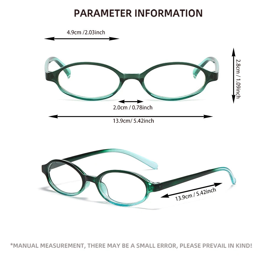 Japanese Korean Small Oval Frame Glasses – Women Retro Harajuku Eyeglasses | Clear Blue Light Blocking Spectacle Eyewear