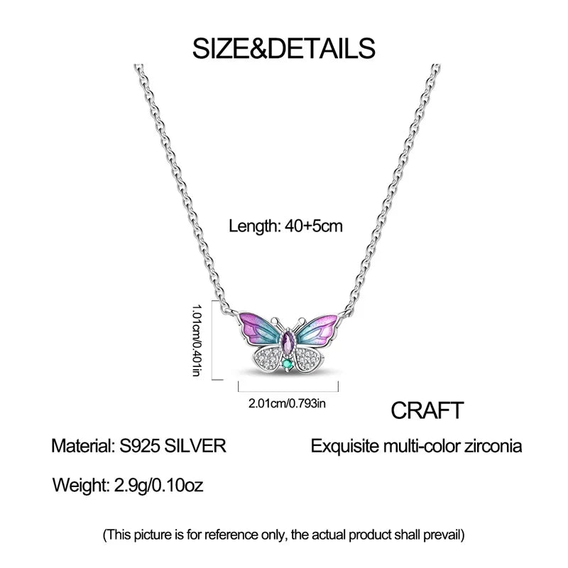 2025 New 925 Sterling Silver Heart & Butterfly Zircon Necklace | Women’s Simple Elegant Jewelry Gift for Anniversary & Birthday