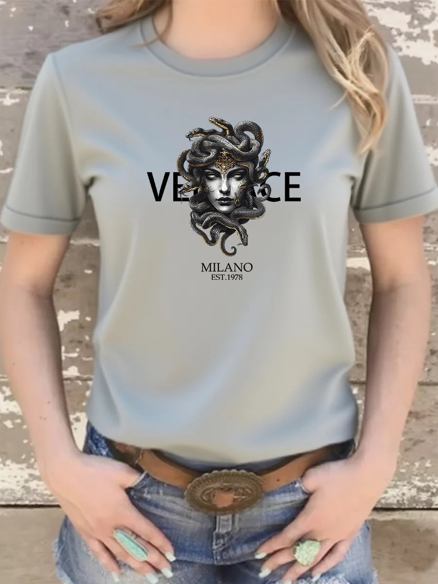 Luxury Black Cartoon Print Sailor Collar T-Shirt | Women’s Y2K Summer Trend Top