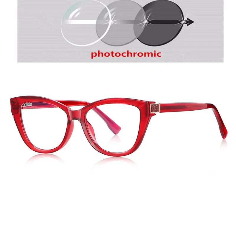 Fashion Women Myopia Glasses – Big Frame TR90 Anti-Blue Light Luxury Cat Eye | Custom Prescription Eyewear 0 to -6.0