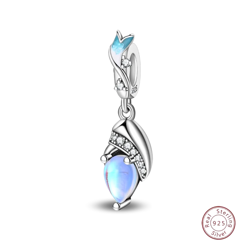 925 Sterling Silver Blue Zircon Ocean Shell Beaded Pendant | Fit Original 3mm Bracelet Women’s Fine Jewelry
