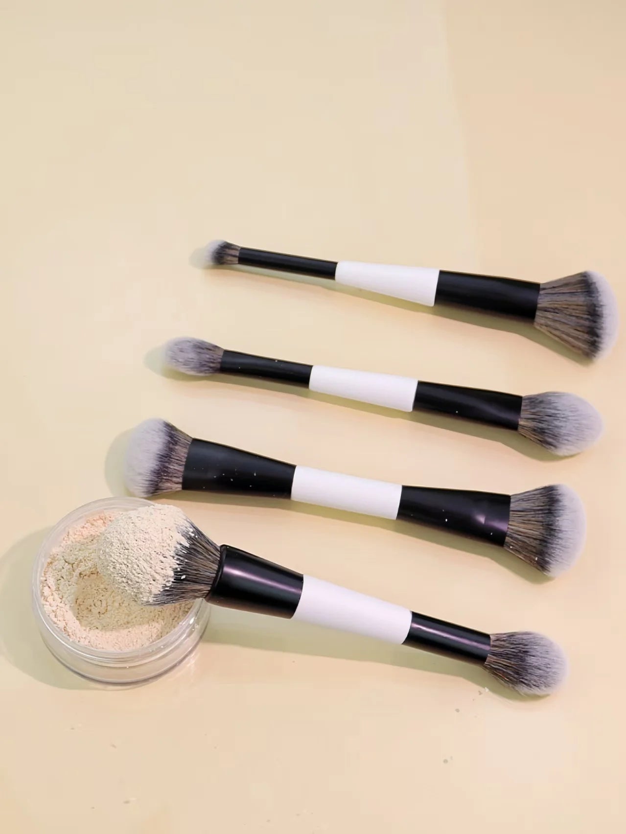4 Double-Headed Makeup Brushes Set – Multi-Functional Foundation, Blush, Loose Powder, Highlight, Concealer & Nose Shadow Brushes | Gift for Women & Girls