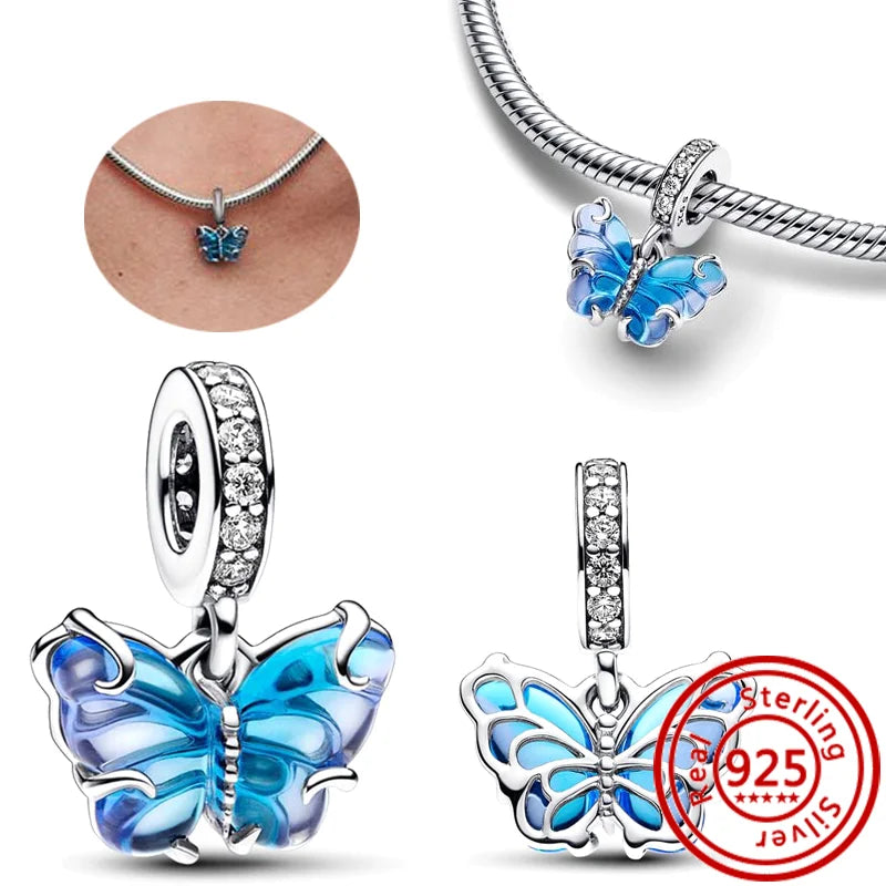 New 925 Sterling Silver Forever Always Love Murano Glass Beads | Sparkling Lucky Charms for Original Pantaro Bracelets DIY Jewelry