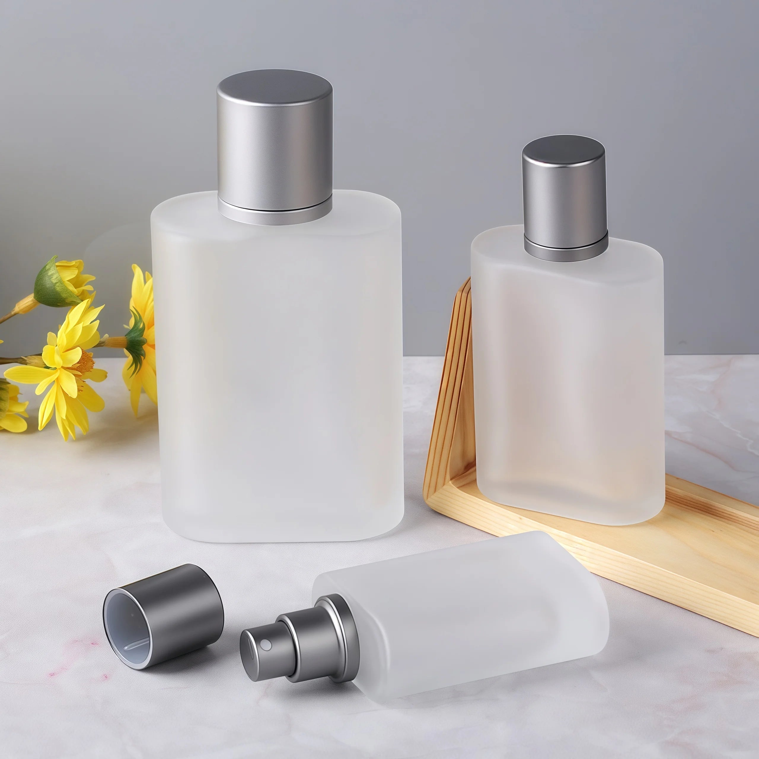 30/50ML Frosted Glass Perfume Bottle – Refillable Spray Atomizer | Empty Portable Bottle for Men & Women