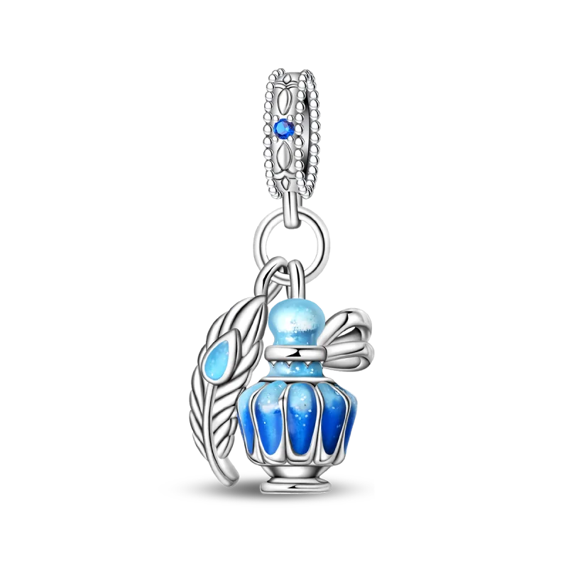 925 Silver Plated Magic Mirror Princess Angel Pink Charm Beads | Fits Original Pan 925 Bracelet | Exquisite DIY Jewelry