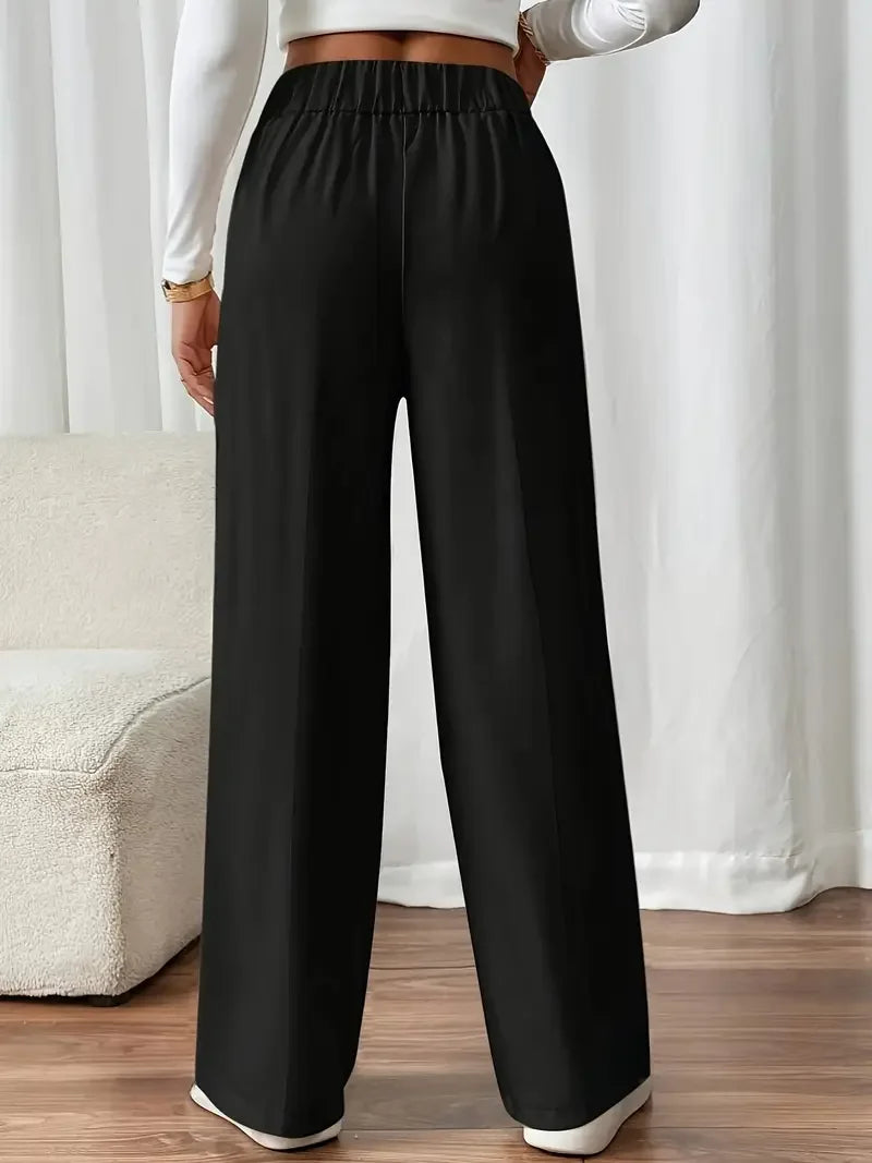 2025 Women’s High Waist Wide Leg Pants | Flowy Floor-Length Minimalist Straight Fit Trousers