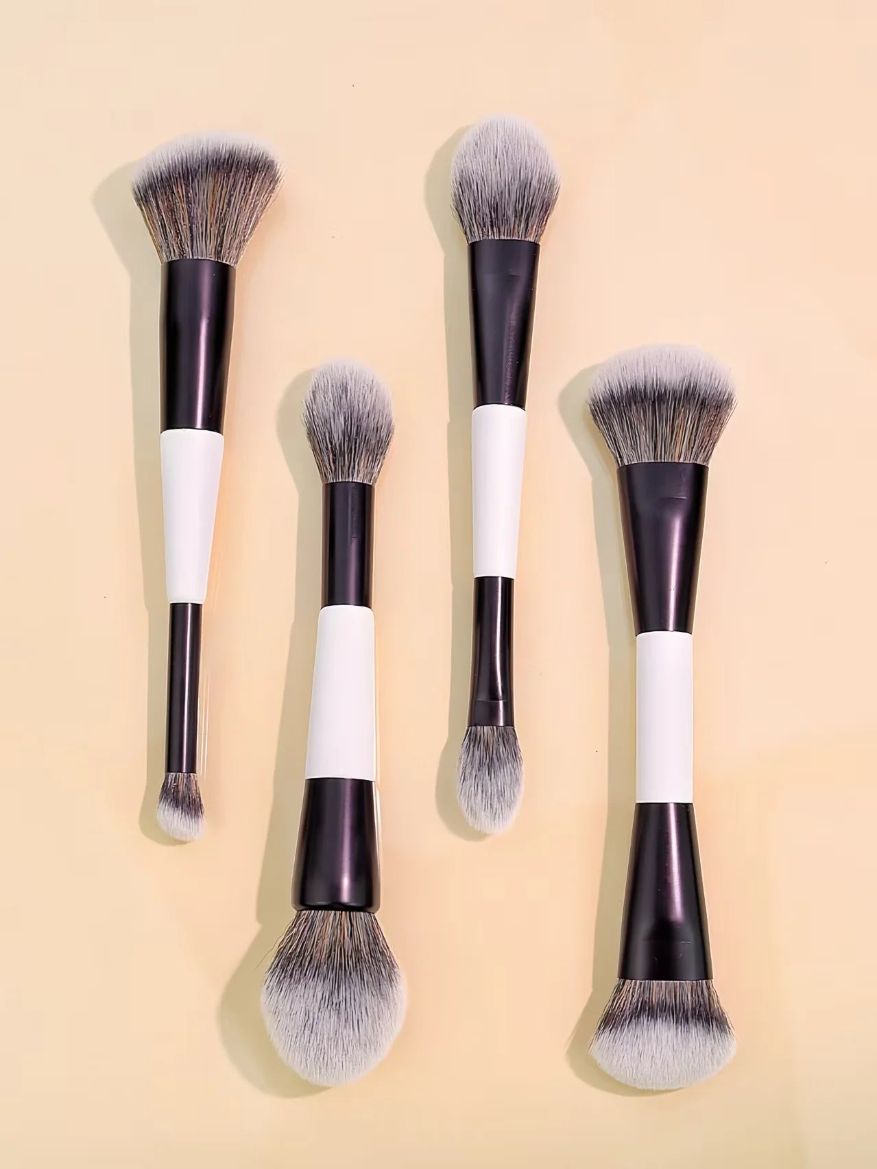 4 Double-Headed Makeup Brushes Set – Multi-Functional Foundation, Blush, Loose Powder, Highlight, Concealer & Nose Shadow Brushes | Gift for Women & Girls