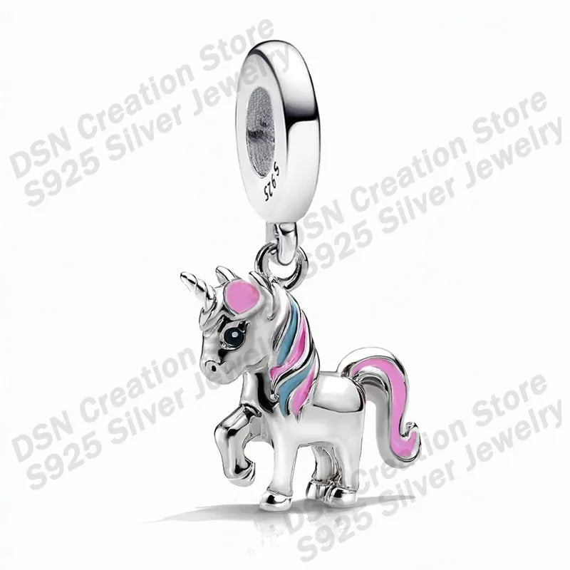 925 Sterling Silver Disney Charms | Stitch, Mickey & Cheshire Cat Beads for Original Bracelet Halloween Jewelry Gift