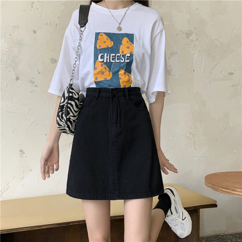 Women’s High Waist A-Line Denim Skirt | Slimming Bodycon Short Skirt Korean Style 2025