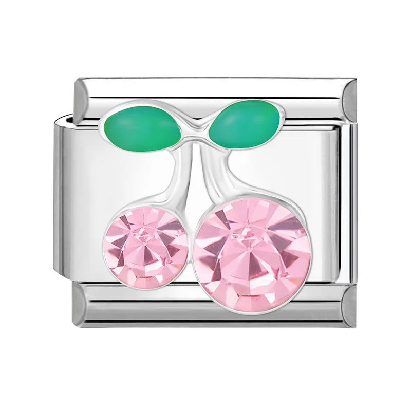 2025 Original Zircon Bow Knot Star Cherry Italian Charm | Stainless Steel 9mm Links DIY Modular Bracelet Jewelry Wholesale