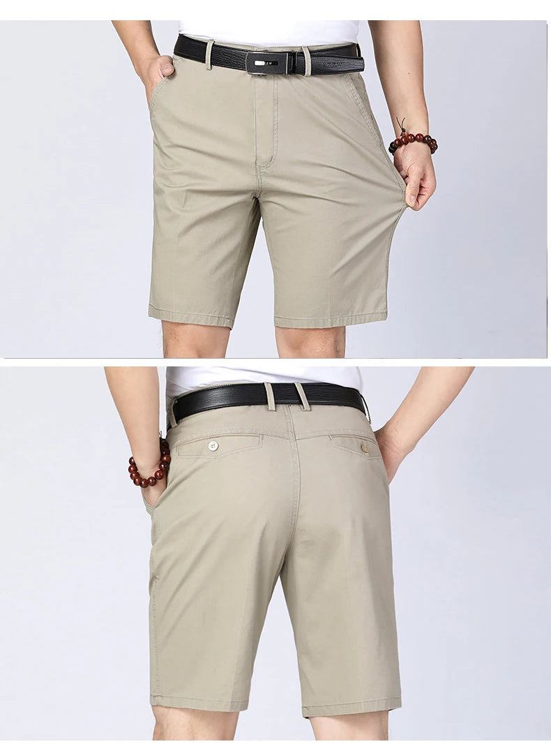 Classic Cotton Bermuda Shorts | Knee-Length Comfortable Board Shorts for Outdoor & Beach | Black & KhakiClassic Cotton Bermuda Shorts | Knee-Length Comfortable Board Shorts for Outdoor & Beach | Black & Khaki