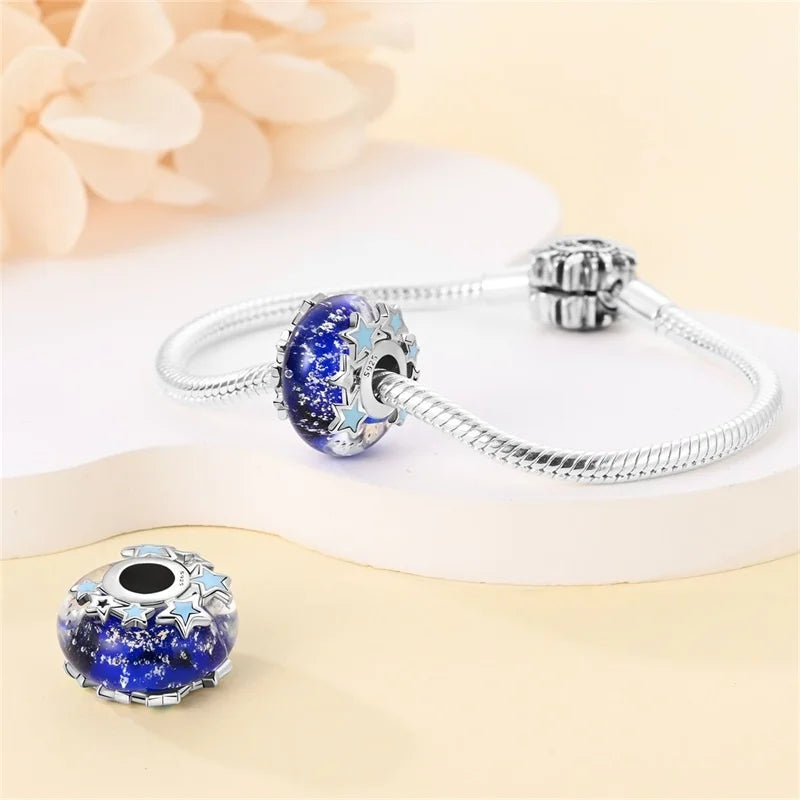925 Sterling Silver Round Colored Zircon Spacer Beads – Fits Pandora Original Bracelets DIY Exquisite Party Jewelry