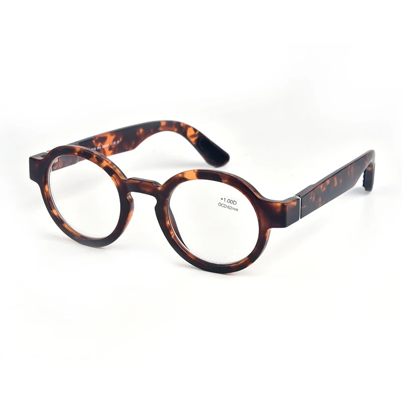 Guanhao Brand Men Reading Glasses – Vintage Round Frame Clear Eyewear | Thick Large Frame Presbyopia Glasses for Women & Elderly
